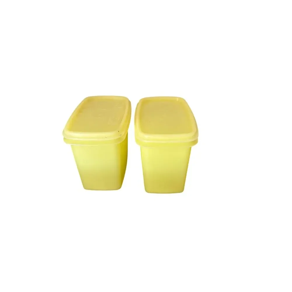 2 VTG Tupperware Yellow Shelf Saver Containers 1243-2 With‎ Lids